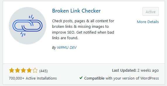 Installing Broken Link Checker plugin